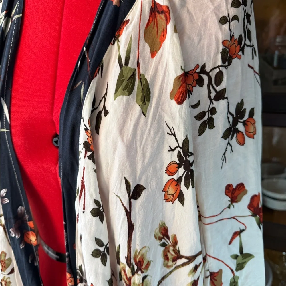 Sandy & Sid Floral Bird Kimono Cardigan Open Front Boho Drape Jacket Size S - Picture 2 of 7